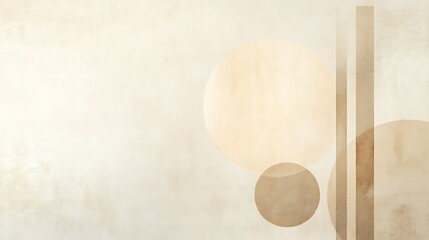 Abstract Beige Circles and Vertical Lines Artwork