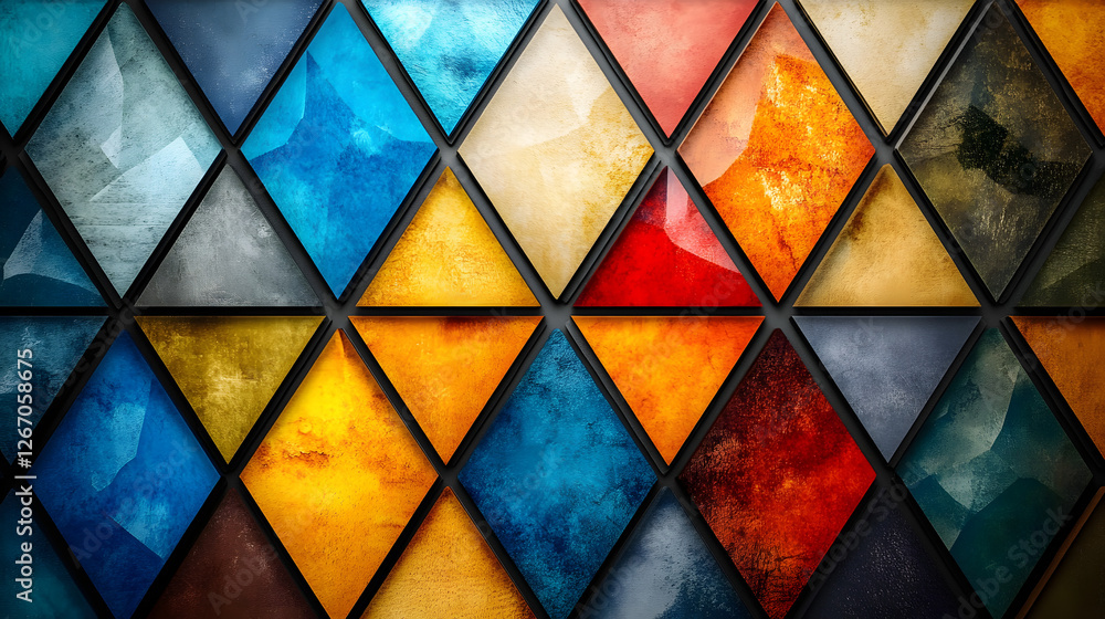 Aufkleber geometric symphony of color: an abstract display of colored geometric shapes creates a dynamic visua