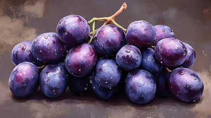 bunch of black grapes isolated on transparent background