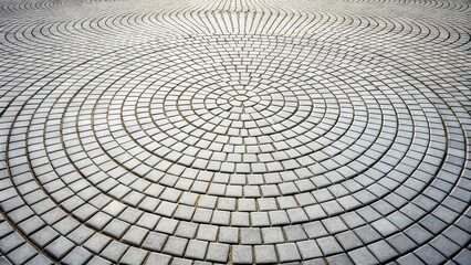 Concentric Circular Pattern of Gray Paving Stones Forming a Radial Design