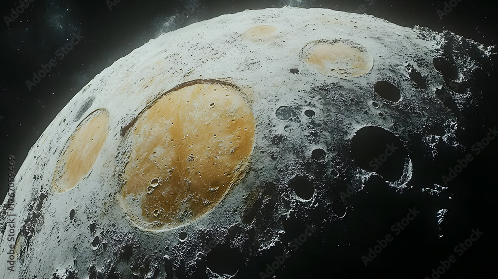 Poster celestial canvas: a captivating artistic rendering of the moon's surface, showcasing its craters, te