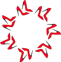 
High-heeled red shoes. Place for text