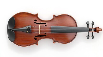 Fototapeta premium A wooden violin with a black bow is shown from the side