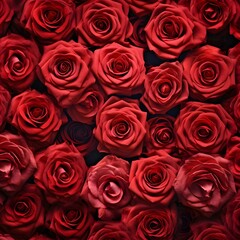 A bunch of red roses are arranged in a pattern