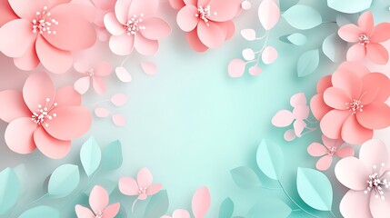 Pastel Paper Flowers Frame Elegant Design