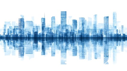 Obraz premium Abstract Cityscape Skyline Reflection Modern Metropolis