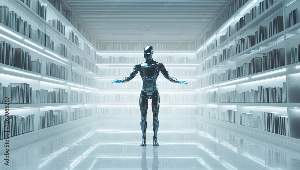 Poster robot surveys extensive book collection in futuristic library setting: a glimpse into the future of 