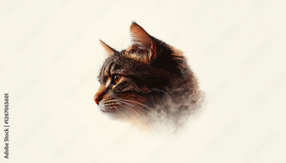 Poster side face view of a cat portrait against a bright simple background use