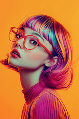 Fototapeta premium カラフルなヘアスタイルの女性のポートレート