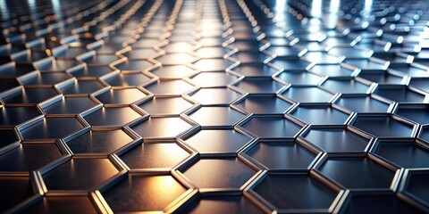 Naklejka premium Abstract Hexagonal Metallic Surface with a Gradient of Light and Shadow