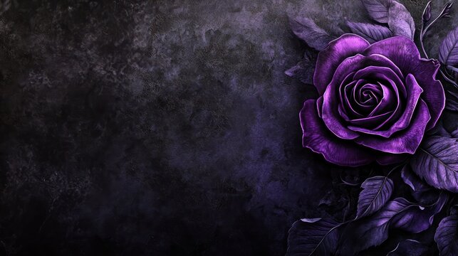 Dark Purple Rose on a Grungy Background