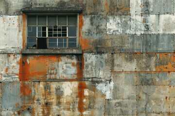 Photo of Orange wall of old abandoned industrial building. Detailed image