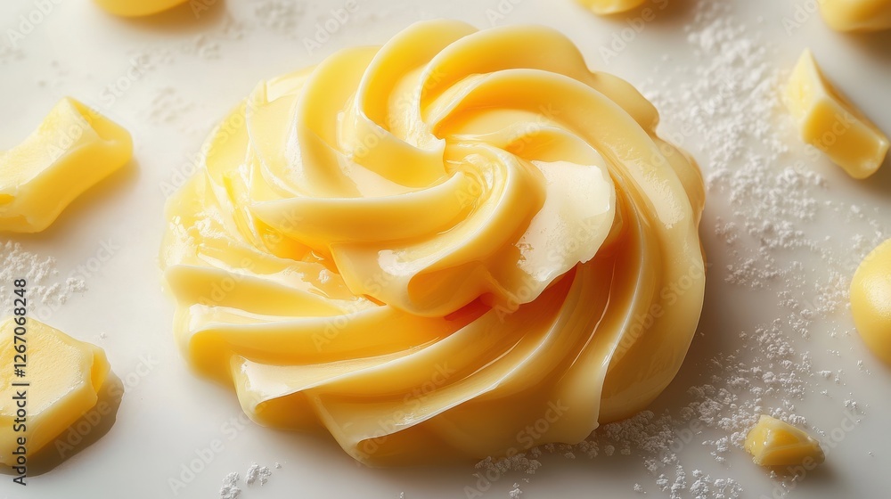 Poster curled butter curls isolated on transparent background