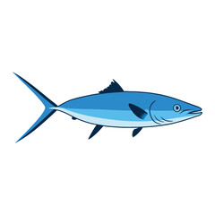 Saltwater fish flat design vector illustration. Fresh fish icon, ideal for seafood logos, restaurant branding, and fishing related designs.