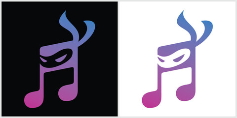 Music ninja, tone Logo Design Vector Icon Symbol Illustrations.