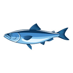 Saltwater fish flat design vector illustration. Fresh fish icon, perfect for seafood logos, restaurant branding, and fishing related designs.