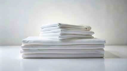 Neatly Stacked White Bedding, Fresh and Clean Linen Ready for a Comfortable Night's Sleep