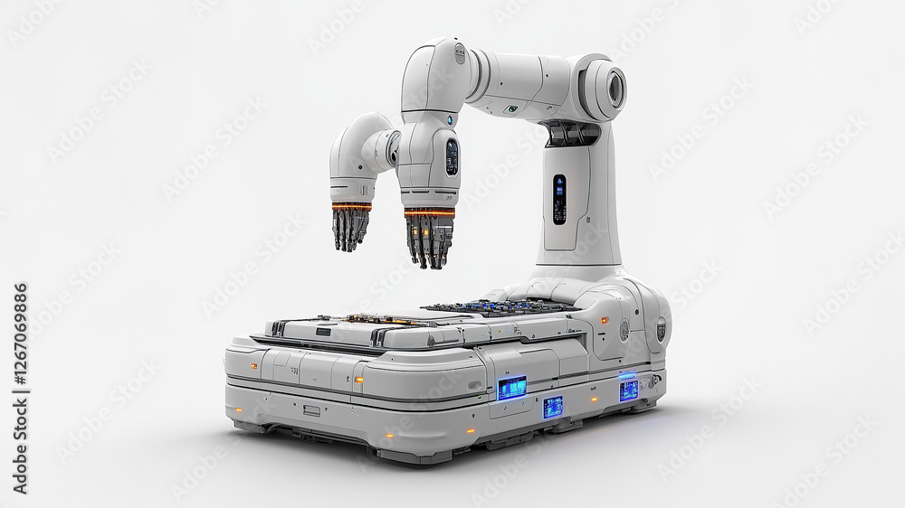 Aufkleber advanced robotic arm isolated on white background with precision grippers and modern design
