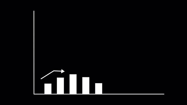 White zigzag line Simple Finance business growth graph chart with arrows moving up and down, growing, falling, loss, diagram, profit motion graphic on a transparent background, alpha channel