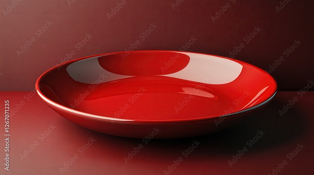 Poster empty red plate isolated on transparent background