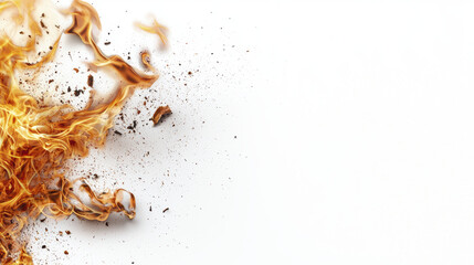 Naklejka premium Flames and debris create dynamic and energetic scene, showcasing fire power and intensity