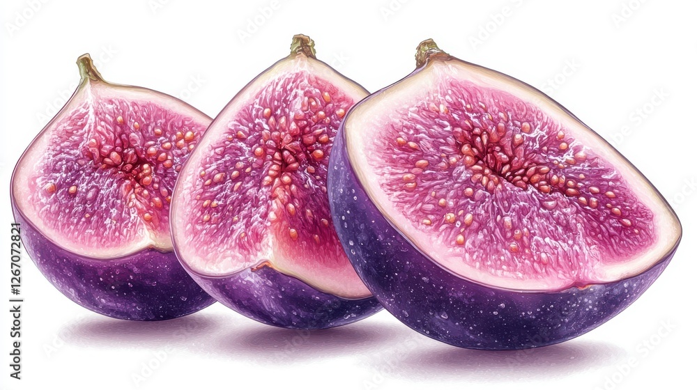 Poster fig sliced in half isolated on transparent background