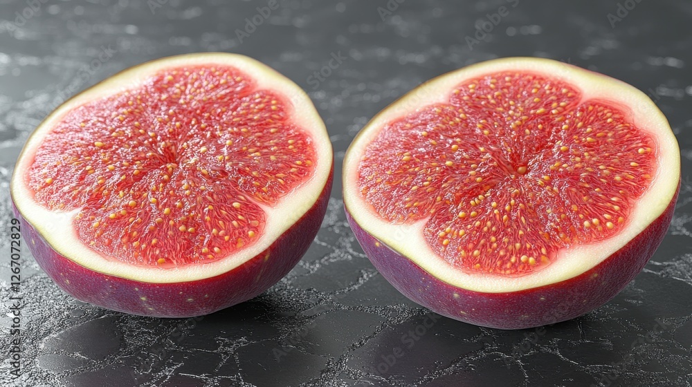 Poster fig sliced in half isolated on transparent background