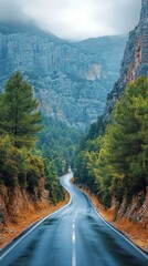Serene Mountain Road Journey: A Winding Path Through Verdant Hills