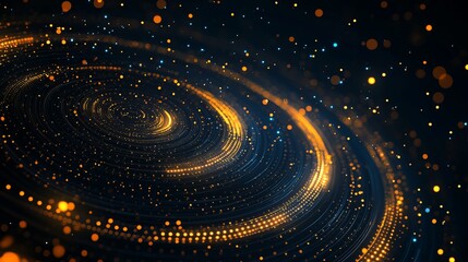 Mesmerizing Spiral of Colorful Circles Set Against a Deep Black Background Creating a Captivating Visual Contrast and Evoking Intrigue and Depth in Modern Abstract Graphic Art Composition
