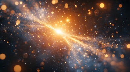 Obraz premium A glowing arrow soaring through a dark cosmic space, representing limitless potential, vision, and progress beyond boundaries.