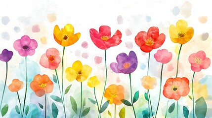 Fototapeta premium Vibrant wildflower bloom garden digital art colorful bright cheerful scene