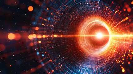 Fototapeta premium A glowing pulse of digital data traveling through a cybernetic network.