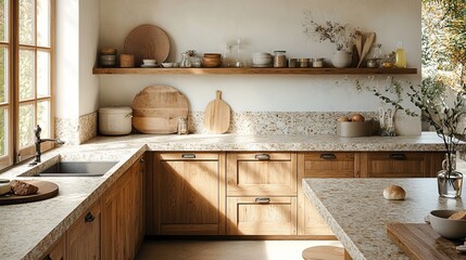 Bright and Inviting Kitchen Featuring a Spacious Sink Under a Large Window Allowing Natural Light to Flood the Room Creating a Warm and Welcoming Atmosphere Perfect for Cooking