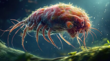 A magnified image of a microorganism swimming in water, demonstrating biological diversity.