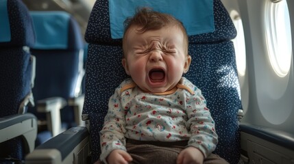 Fototapeta premium Crying Baby on Airplane