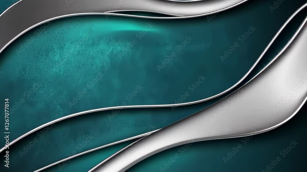 Poster captivating waves of teal and silver create a stunning abstract design that enchants the viewer. gen