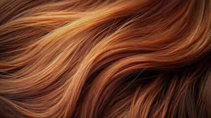 Naklejka premium A detailed close-up of auburn hair strands, intricately arranged in a gentle spiral pattern against a soft beige background