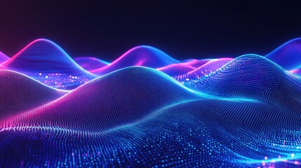 Fototapeta premium A smooth abstract technology wave with digital depth and neon lighting.