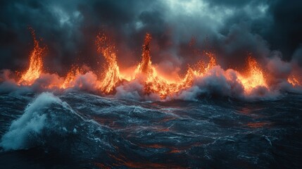 Infernal Ocean: A Fiery Seascape