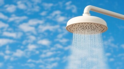 Showerhead spraying fine mist, designed for water conservation, [sustainable living], [eco design],