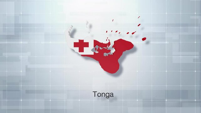 Detailed 3D Map With Flag Of Tonga
