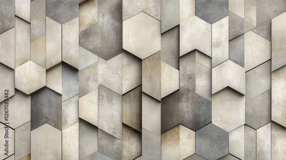 Poster abstract background featuring hexagonal and rectangular shapes in neutral tones
