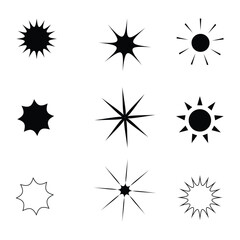 Sunburst and Starburst Icon Set – Abstract Radiating Shapes