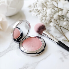 make up brush and blush powder