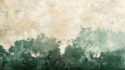 Abstract textured background with cream and green peeling paint