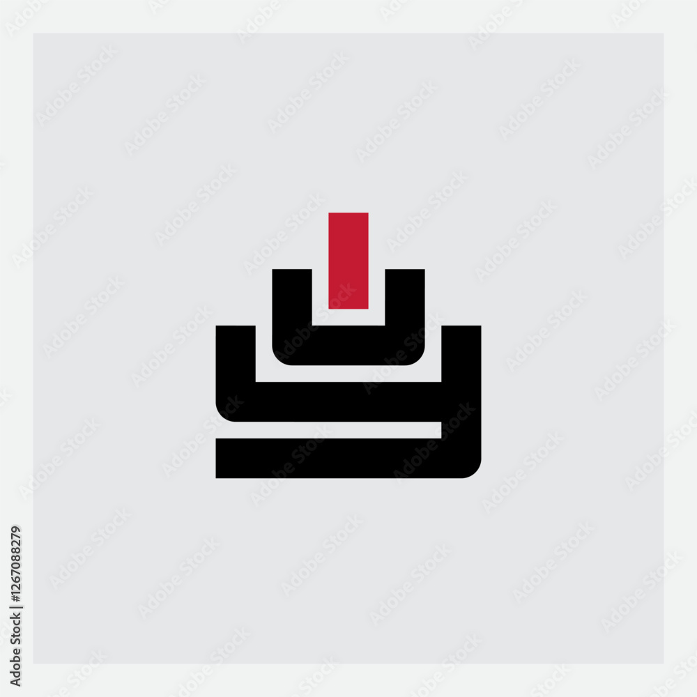 Poster yu - monogram or logotype. vector design element or icon. y and u - initials or logo with red elemen