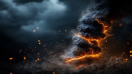 Fototapeta premium Fiery Vortex: A Digital Depiction of a Volcanic Tornado