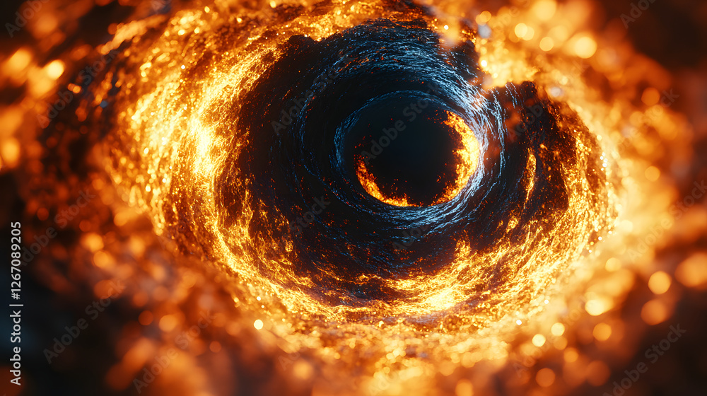 Poster abstract cosmic vortex: an abstract representation of a cosmic vortex, featuring swirling fiery elem