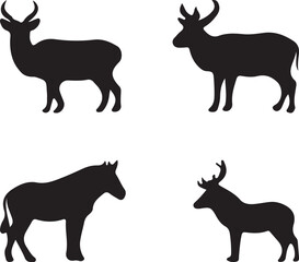 set of deer silhouettes