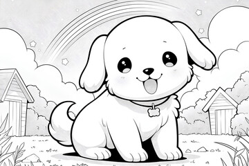 Obraz premium cute little dog animal coloring page design. printable size